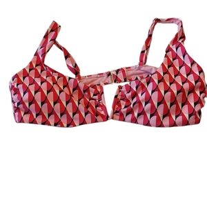 Bikini Swim Top Barbie Pink Geometric XL 16 18 NEW